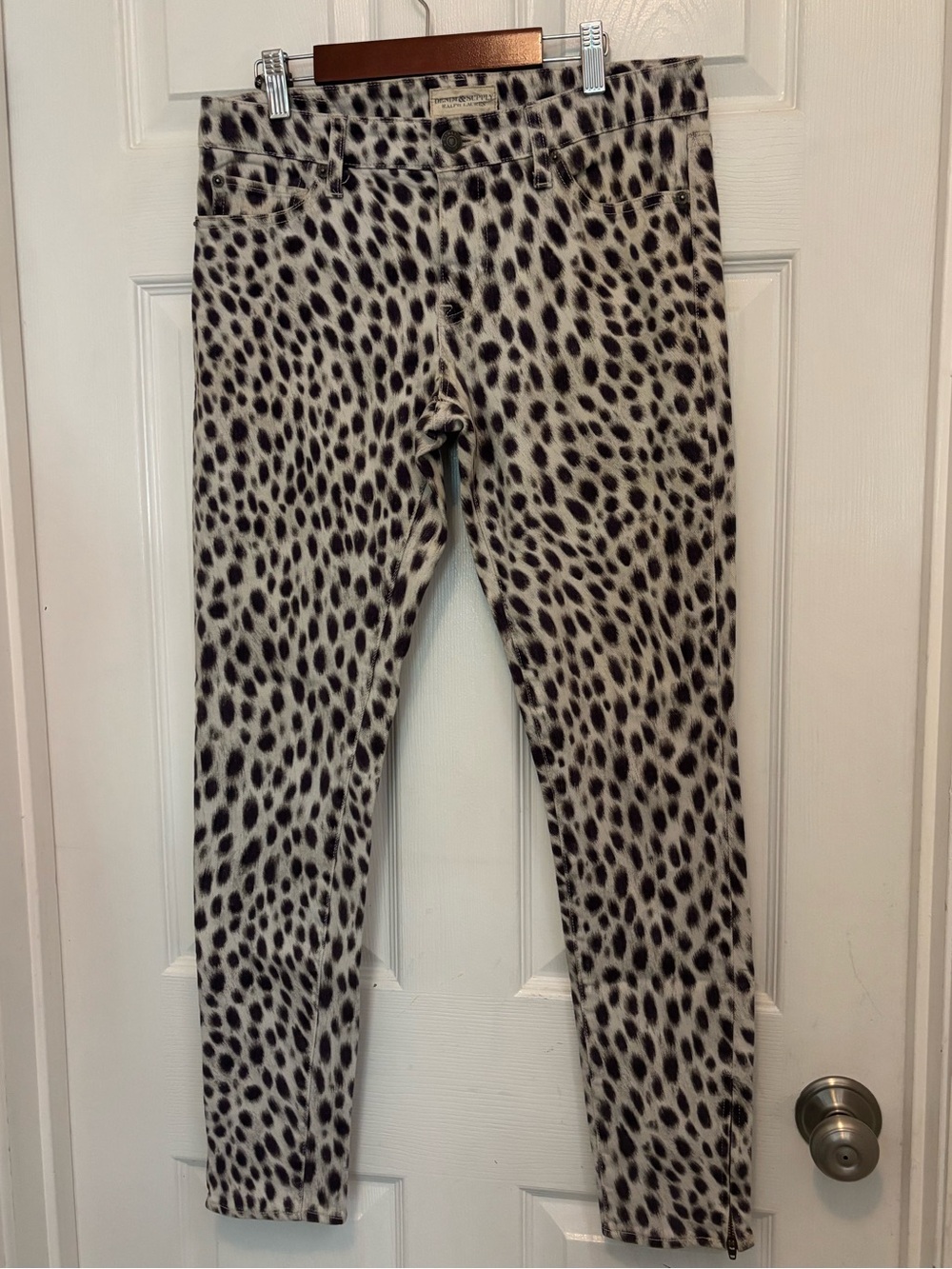 Ralph Lauren Leopard Print Skinny Jeans - Black & White